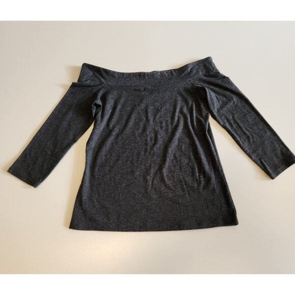 Ann Taylor LOFT Off The Shoulder‎ Top Tee Charcoal Gray Womens XSP EUC - Picture 2 of 7
